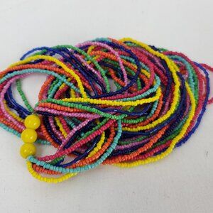 Long Mulitcolored Multistrand Tiny Waist Beaded Solid Necklace